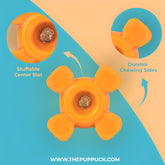 The Pup Puck OG Style Chew Toy for Aggressive Chewers in Orange: Long-lasting & Stuffable Chew Toys for Dogs of All Breeds & Sizes