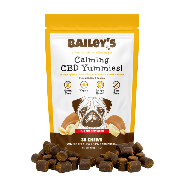 Bailey's CBD Dog Treats: Calming Yummies PB & Banana 6MG Extra Strength 30-count Bag