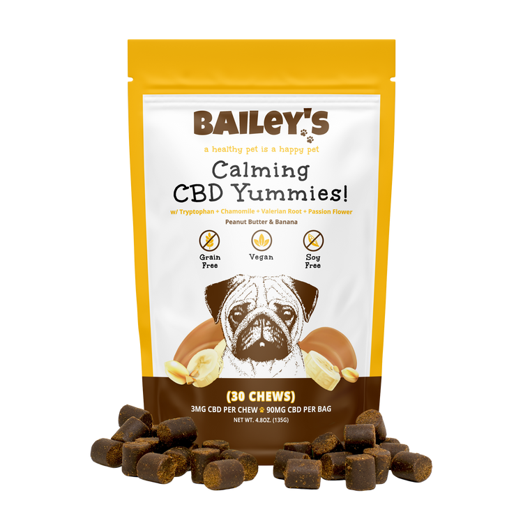 Bailey's CBD Dog Treats: Calming Yummies PB & Banana 3MG 30-count Bag