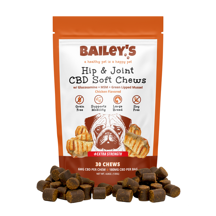 Bailey's CBD Dog Treats: Hip & Joint Support Chicken 6MG Extra Strength 30-count Bag