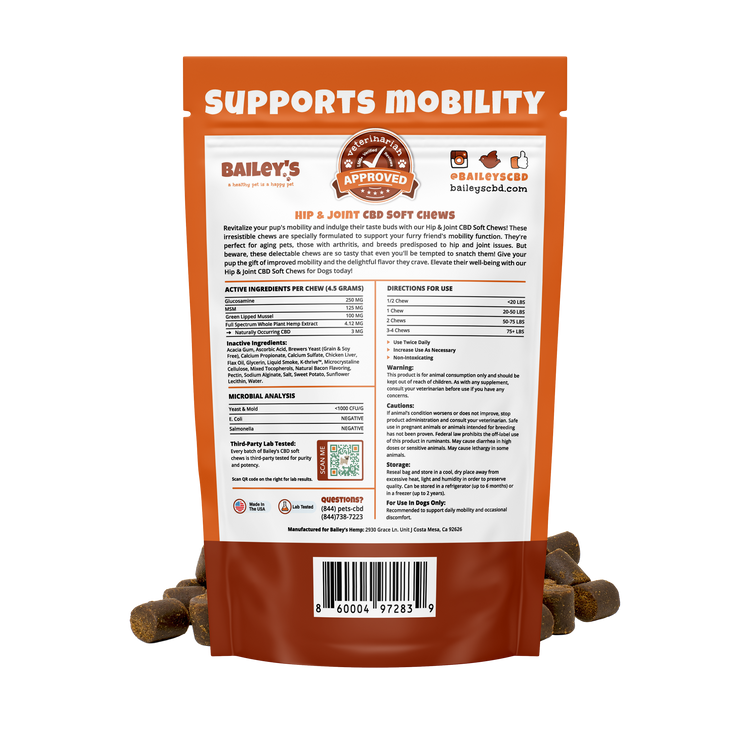 Bailey's CBD Dog Treats: Hip & Joint Support Chicken 3MG 30-count Bags