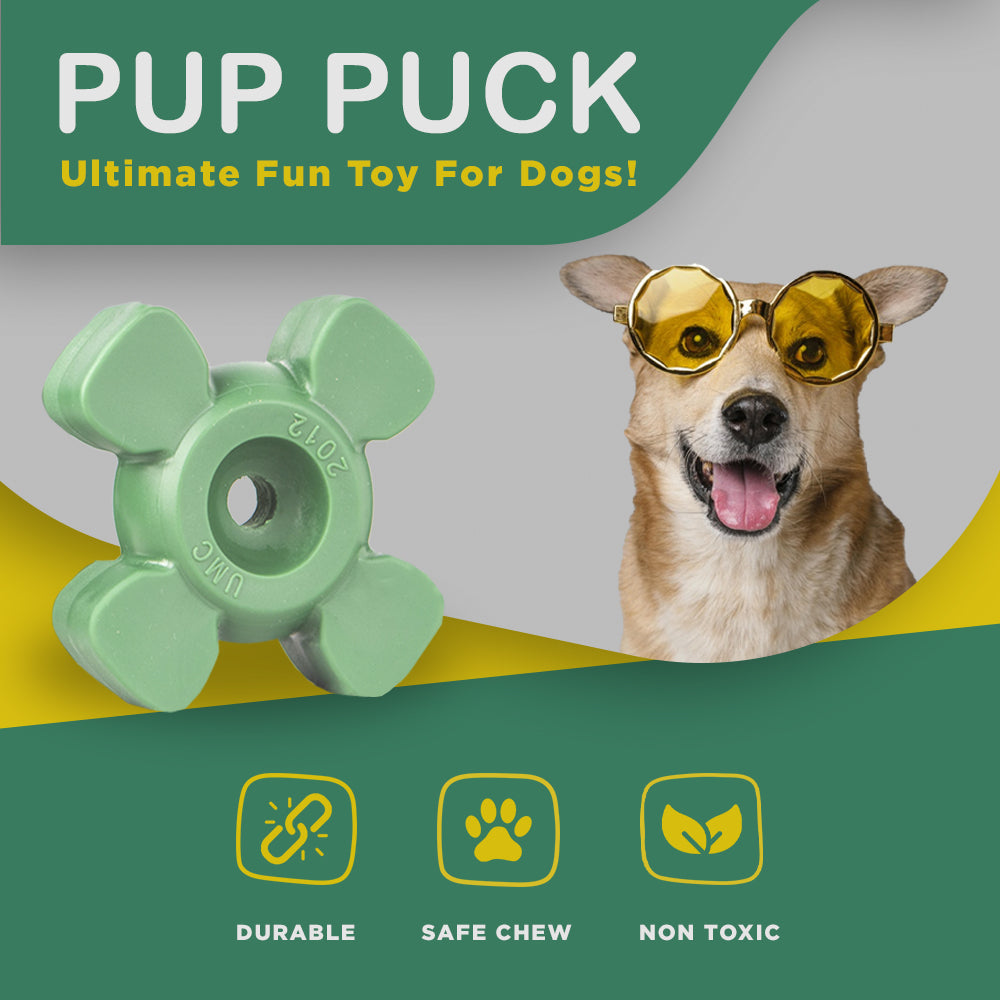 The Pup Puck Og Style Chew Toy For Aggressive Chewers In Green: Long 